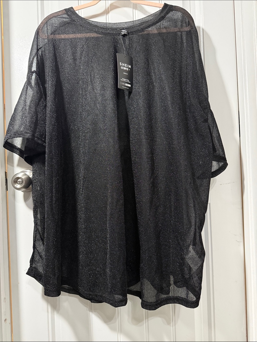 SHEIN Black Sheer Short Sleeve Men’s Shirt